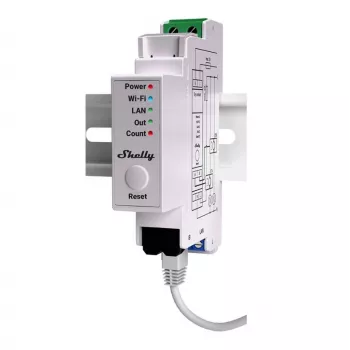 Elektriciteitsmeter Shelly Pro EM 50A met twee 50A-aansluitingen, energiebewakingsapparaat