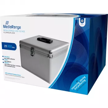 MEDIARANGE BOX76 - opbergbox - 300 discs - zilver - fleece - kunststof - hout - 120 mm - aluminium
