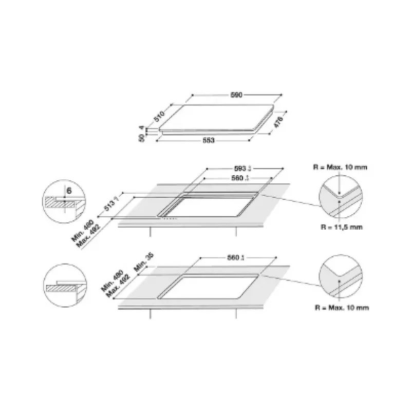 WHIRLPOOL inductiekookplaat WL B4560 NE/W, 60 cm, wit