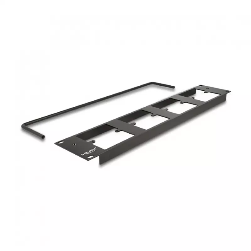 Delock 88195 D-type 19" patchpaneel met 4 platen 86 x 86 mm, 4 poorten, 2U, zwart