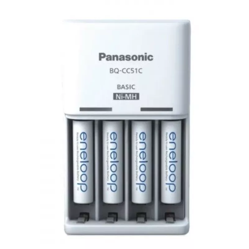 Batterijlader PANASONIC Eneloop Basic BQ-CC51 + 4x AAA 800 mAh (K-KJ51MCD04E)