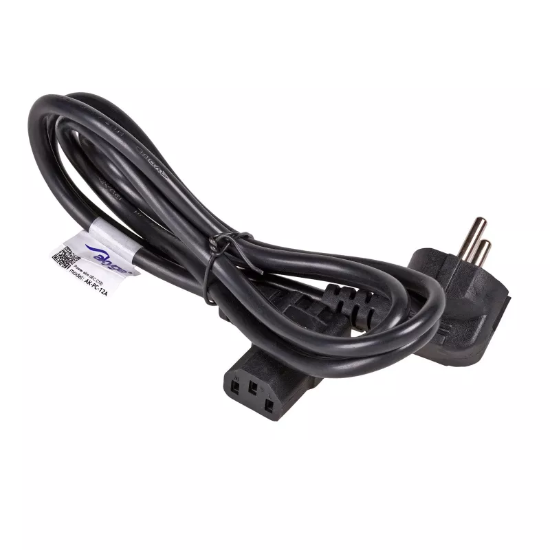 AKYGA AK-PC-12A haakse netkabel CEE 7/7 naar IEC C13, 3 m, zwart