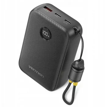 Draagbare oplader Vention FKBB0-C 20000 mAh powerbank, 1x USB-A + 2x USB-C, zwart
