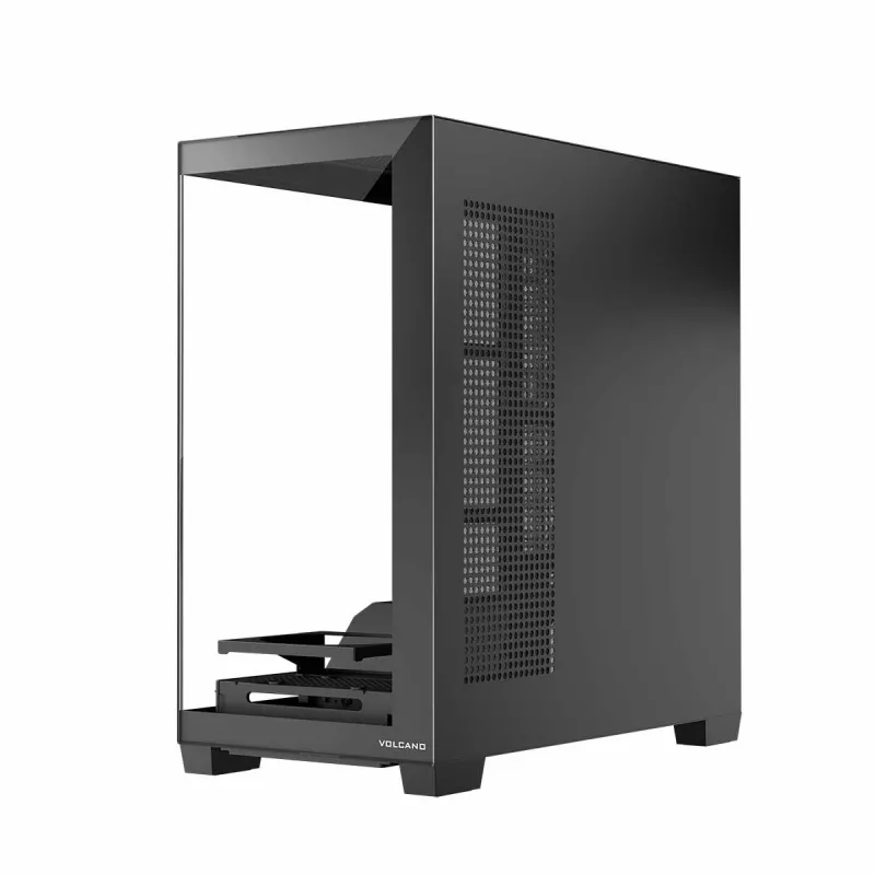 PC-behuizing MODECOM Volcano Stellar NF ATX Midi Tower, gehard glas, zwart, ondersteunt ATX/micro ATX, GPU tot 420 mm, CPU-koeler 175 mm