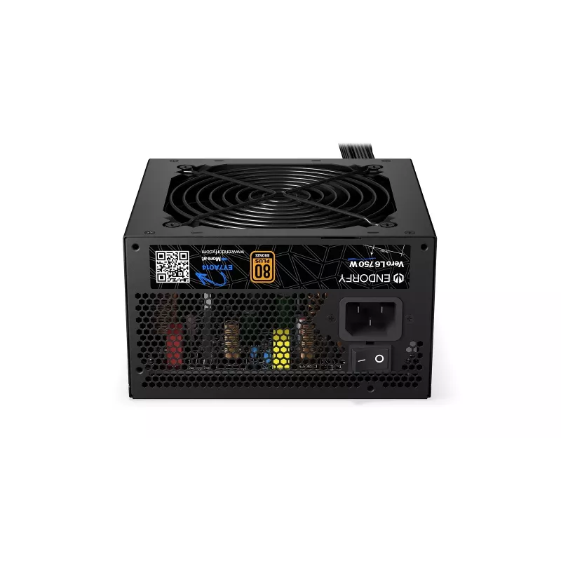 Voeding ENDORFY Vero L6 750 W, 24-polig ATX, 80 PLUS Bronze, 120 mm ventilator, zwart