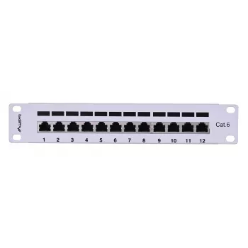 Patchpanel LANBERG PPF6-9012-S, 12-poorts, metaal, grijs, 1HE, 215×130×44.5 mm