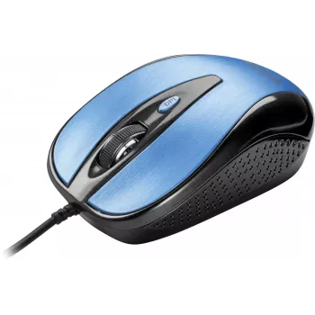USB-kabelmuis, 4 knoppen, optisch, symmetrisch, blauw