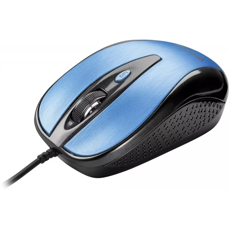 USB-kabelmuis, 4 knoppen, optisch, symmetrisch, blauw