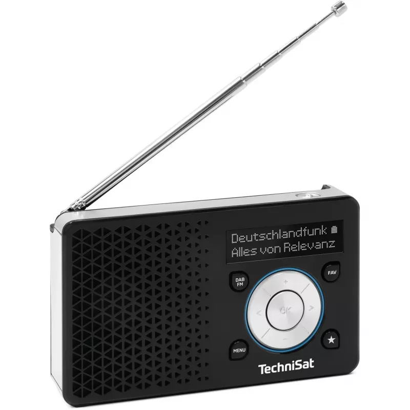 TechniSat DigitRadio 1 A 0100/4997 digitale radio, DAB+/FM, RDS, 40 zendergeheugens, ASA-waarschuwingsfunctie, zwart/zilver