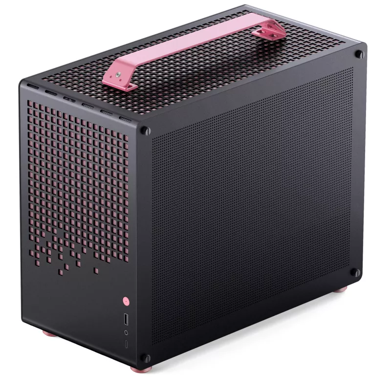 Jonsplus MATX handle case Z20 zwart-roze – mini/micro/flex-ATX behuizing met draaggreep