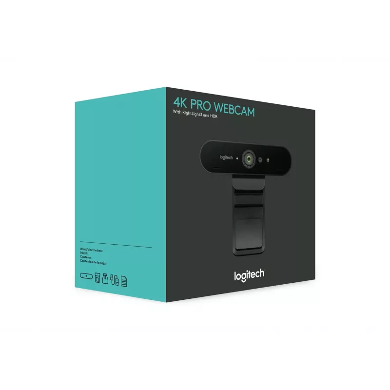 Logitech BRIO 4K Ultra HD Pro webcam 960-001106, 4096x2160, HDR, RightLight 3, 5x digitale zoom, autofocus, USB 3.0 (USB-C), zwart