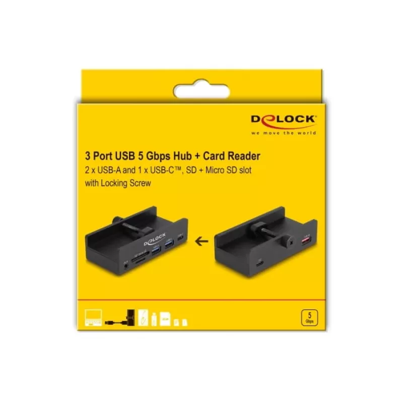 DeLOCK 64285 USB 2.0 Type-A hub 5000 Mbit/s zwart