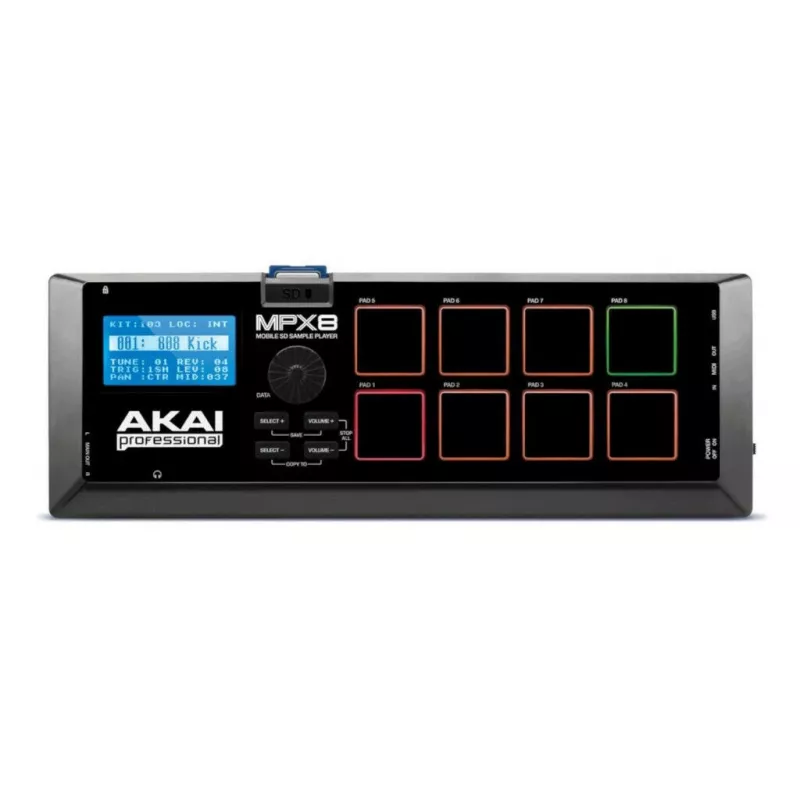 Akai MPX8 samplespeler en padcontroller, zwart