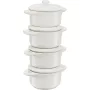 Staub mini cocotte set 4-delig rond, keramiek, ivoorkleurig wit (1009383)