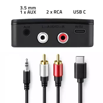 QOLTEC draadloze audio HiFi-zender/ontvanger model 56981 — Bluetooth/line-in audiobridge