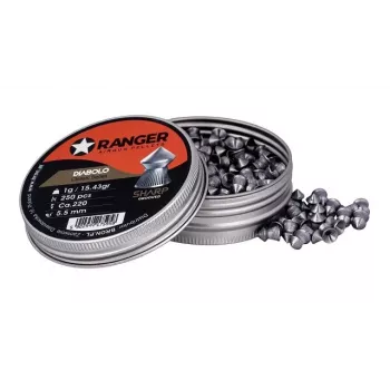 Diabolos RANGER PRORO 5,5 mm, diabolo vorm, zilver, 250 stuks, aluminium dispenser