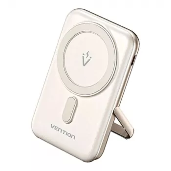 Powerbank Vention 10000mAh magnetisch draadloos 20W — 10000 mAh, 3 A uitgang, USB-C, wit