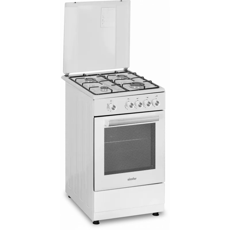 Simfer fornuis 4401SGRBB kookplaattype gas oventype gas wit breedte 50 cm 49 L diepte 55 cm