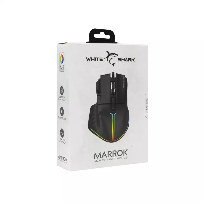 Muis White Shark MARROK zwart USB Type-A