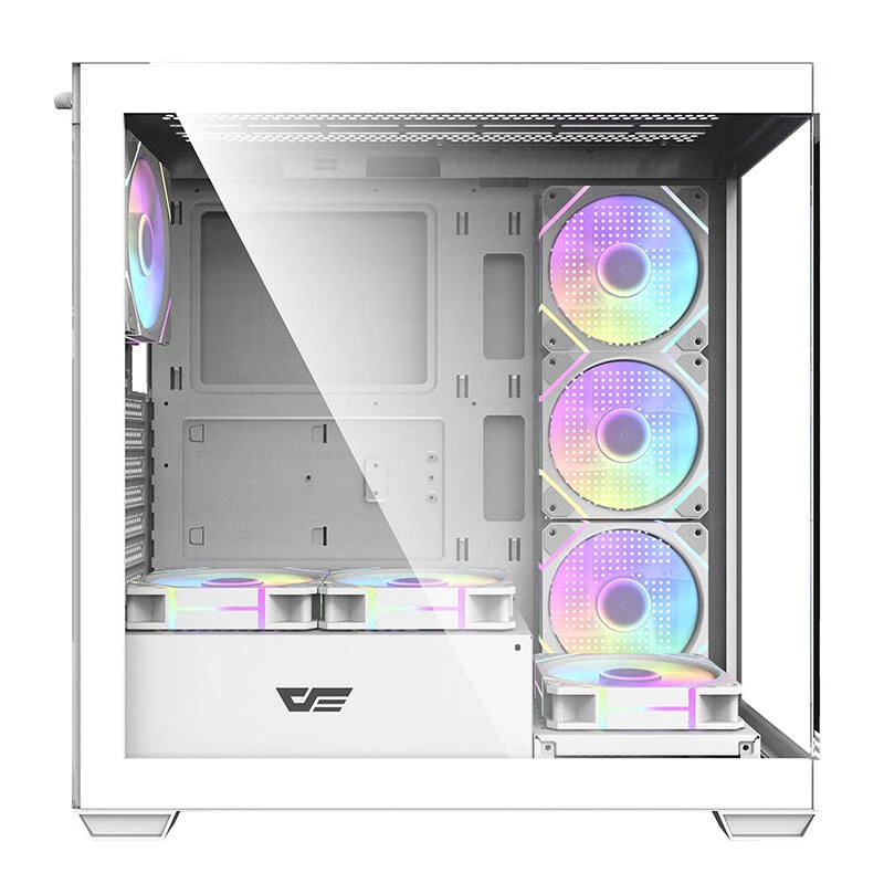 Computerbehuizing Darkflash DS900 (wit) + 7 ARGB-ventilatoren