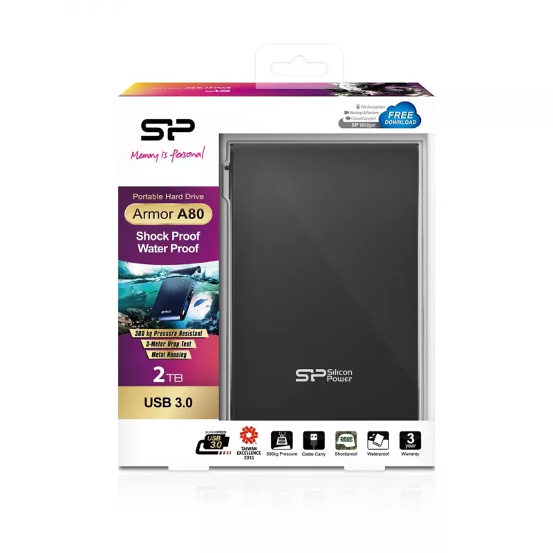 Externe harde schijf Silicon Power 2TB USB 3.2 Armor A80