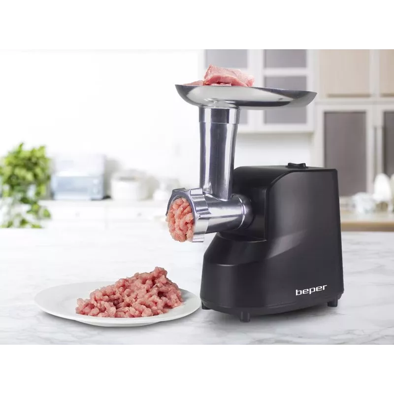 Beper P102ROB200 elektrische vleesmolen met tomatenpers, 1200 W, zwart