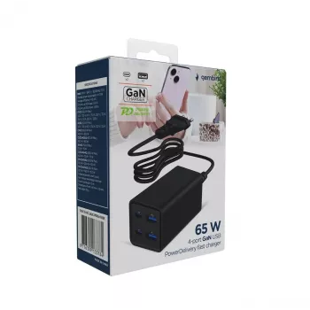 Gembird TA-UC-2A2C-PD65-01-BK oplader voor mobiele apparaten laptop, smartphone zwart AC snel laden binnen