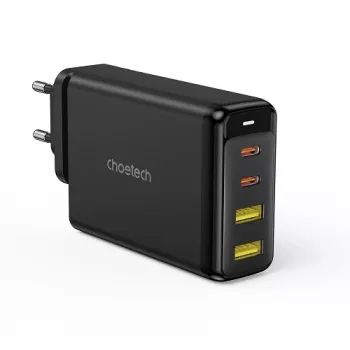 CHOETECH GaN 140W 4-poorts oplader — 2x USB-C, 2x USB, zwart (PD6005)