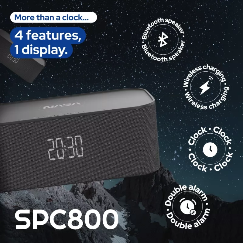 NASA SPC800 bluetooth-luidspreker/wekker/draadloze oplader