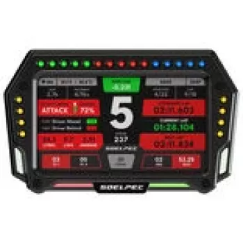 Racing-display Spectrum SOELPEC XR-5 — voertuig gemonteerd dashboard-display voor motorsport-telemetrie en rondetijdgegevens