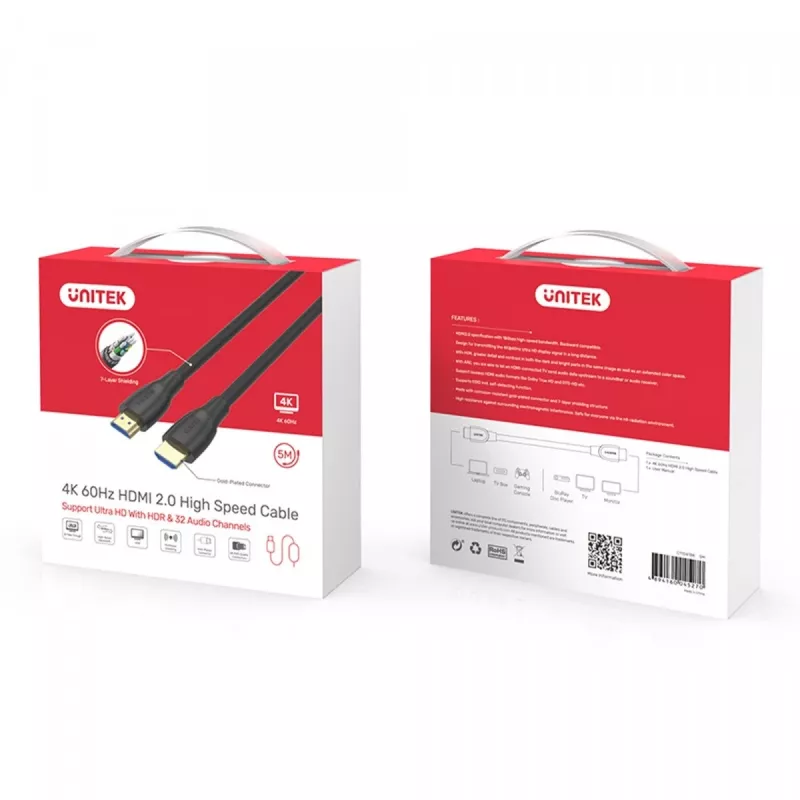 Unitek kabel HDMI 2.0, 4K 60Hz, C11068BK, 7 m