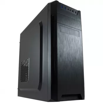 LC Power Classic 7040B - MDT - ATX - zonder voeding - zwart, geborsteld aluminium / zwart - USB/audio
