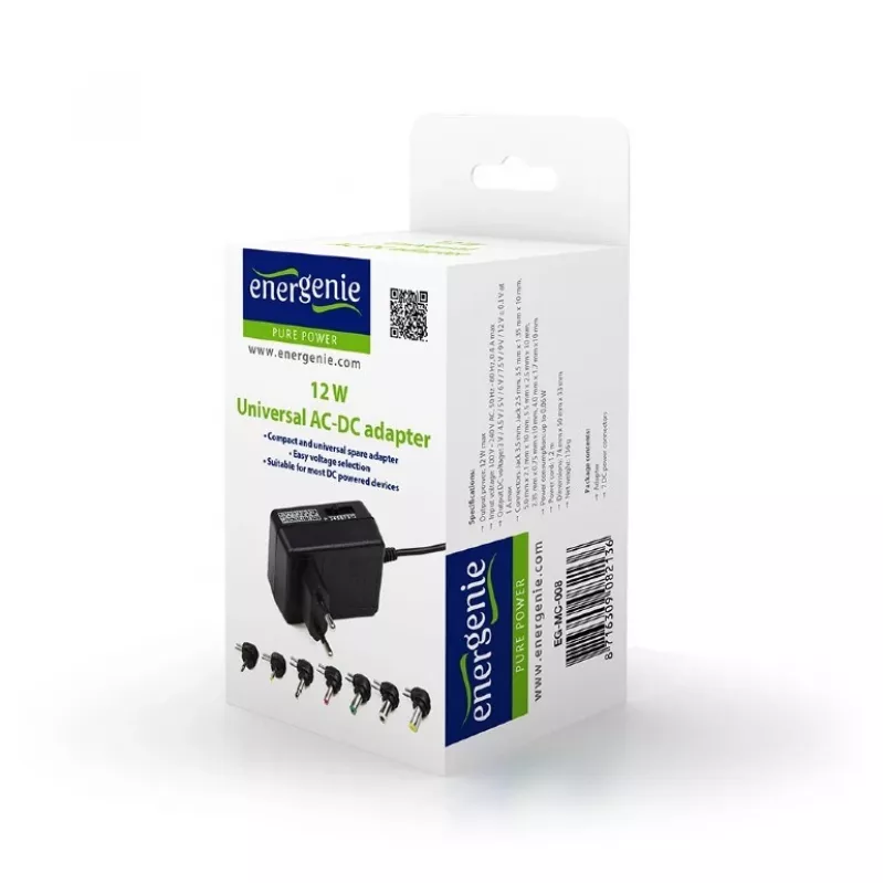 EnerGenie EG-MC-008 netadapter/omvormer binnen 12 W zwart