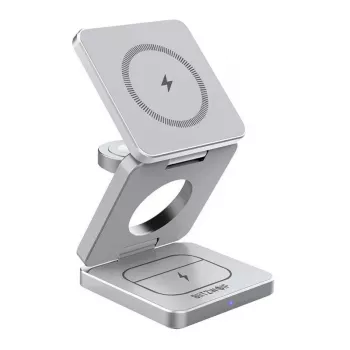 Draadloze oplader BlitzWolf BW-IW30 3-in-1-snel-laadstation voor iPhone en Samsung, draadloos laden van 3 apparaten