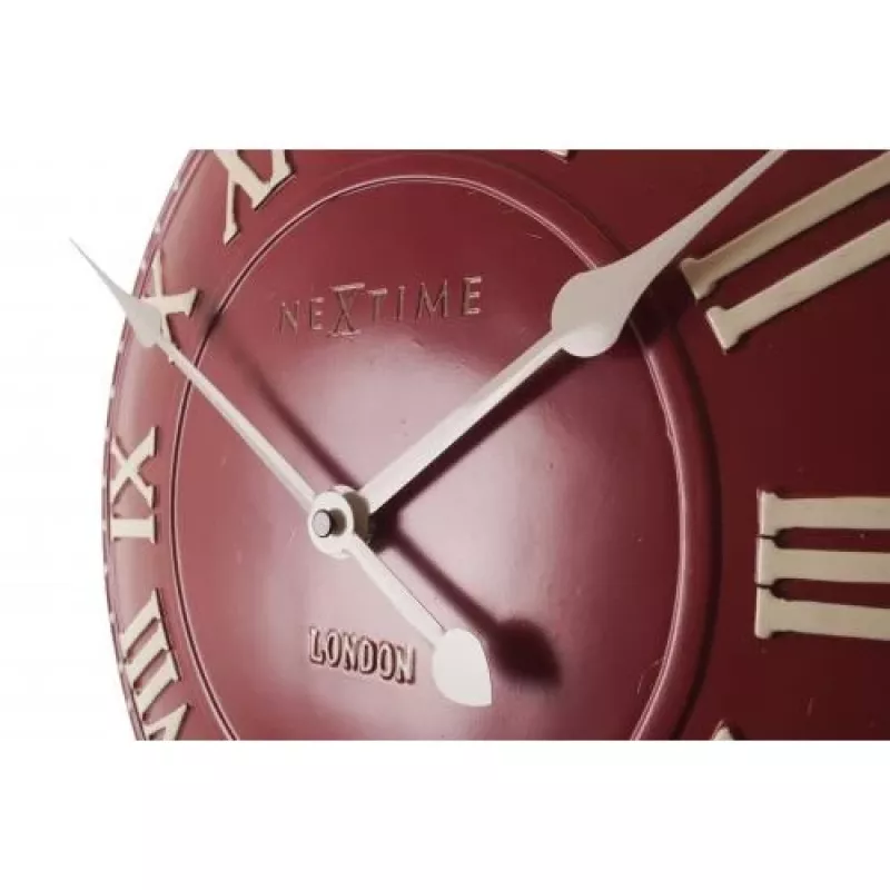 NeXtime klok 3083ro London Roman, Ø34.5 cm, wandklok, rood/wit
