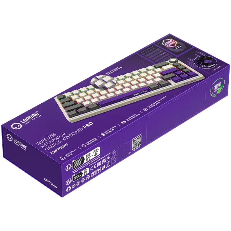 Draadloos mechanisch gaming-toetsenbord LORGAR KBP70MW 65%-layout beige
