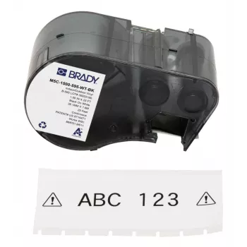 Brady, M5C-1500-595-WT-BK, vinyl, zwart op wit, 38,10 mm x 7,62 m, permanent, eindloos (170944)
