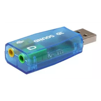 USB externe geluidskaart Gembird Virtus2 — USB-interface, 3,5 mm koptelefoon, blauw transparant