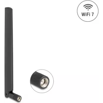 Omnidirectionele netwerkantenne DELOCK 81452 RP-SMA, 4,4 dBi, 2,4–7,125 GHz, 169,7 mm