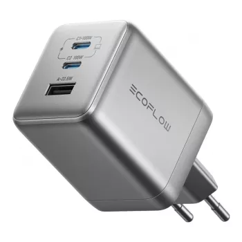 Oplader EcoFlow Rapid Pro 100W GaN USB-C 3-poorts — 100 W uitgang, compact design