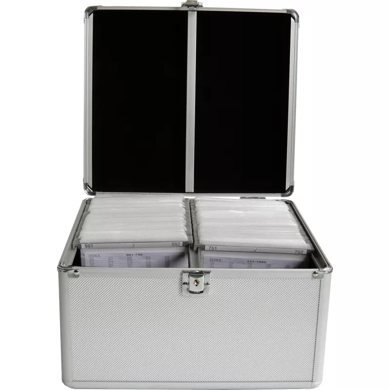 MEDIARANGE BOX76 - opbergbox - 300 discs - zilver - fleece - kunststof - hout - 120 mm - aluminium