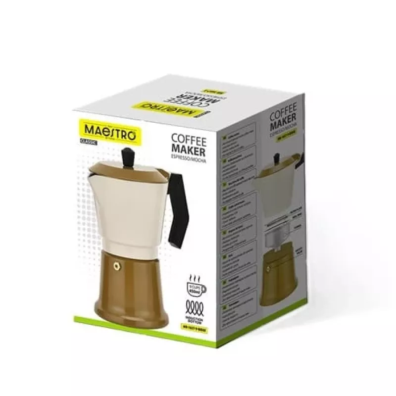 Mokapot Maestro MR-1657-9-BEIGE van aluminium, inductie-koffiezetapparaat, capaciteit 9 kops