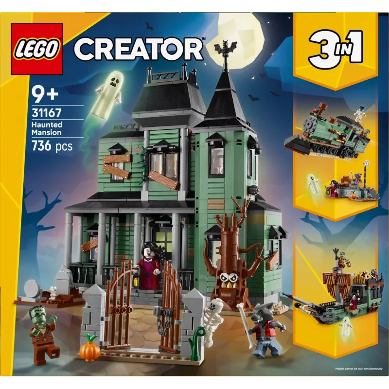 Constructiespeelgoed LEGO Creator 3-in-1 Spookhuis model 31167 – 736 onderdelen, 3 modellen, 5 minifiguren
