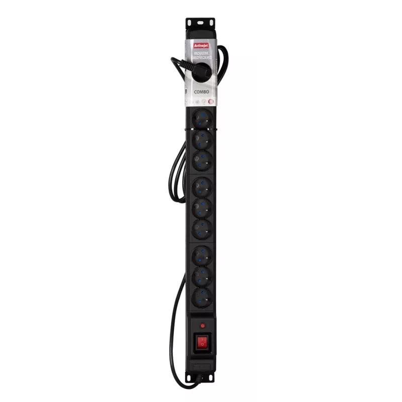 Activejet COMBO 12-voudige stekkerdoos 5 m zwart