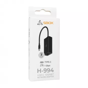 USB-C Gigabit-netwerkadapter SBOX H-994, 1000 Mbit/s ethernet, USB-C naar RJ45
