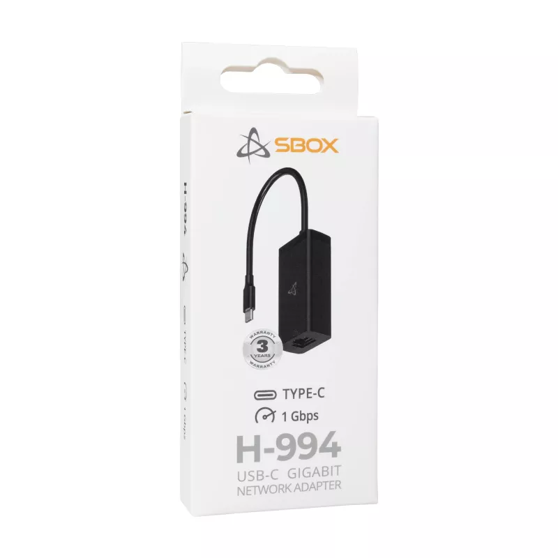 USB-C Gigabit-netwerkadapter SBOX H-994, 1000 Mbit/s ethernet, USB-C naar RJ45