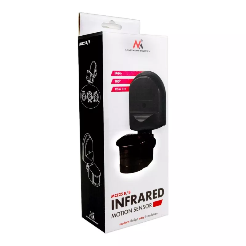 Bewegings- en schemersensor MACLEAN MCE25 B — bewegingsmelder met lichtsensor, wand-/plafondmontage