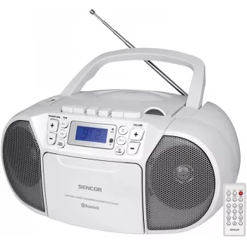 Draagbaar stereosysteem SENCOR SPT 3907 W – 14 W, CD/MP3, Bluetooth 2.1, FM-tuner, USB, wit