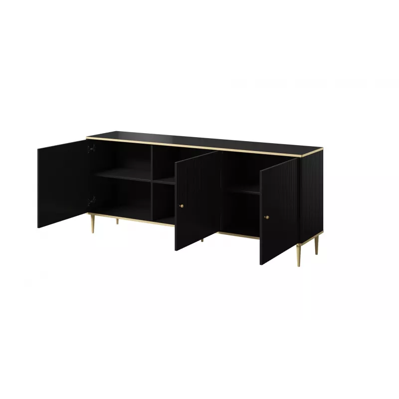 GLAMOUR dressoir 180x40x75,5 cm, zwart mat + goud