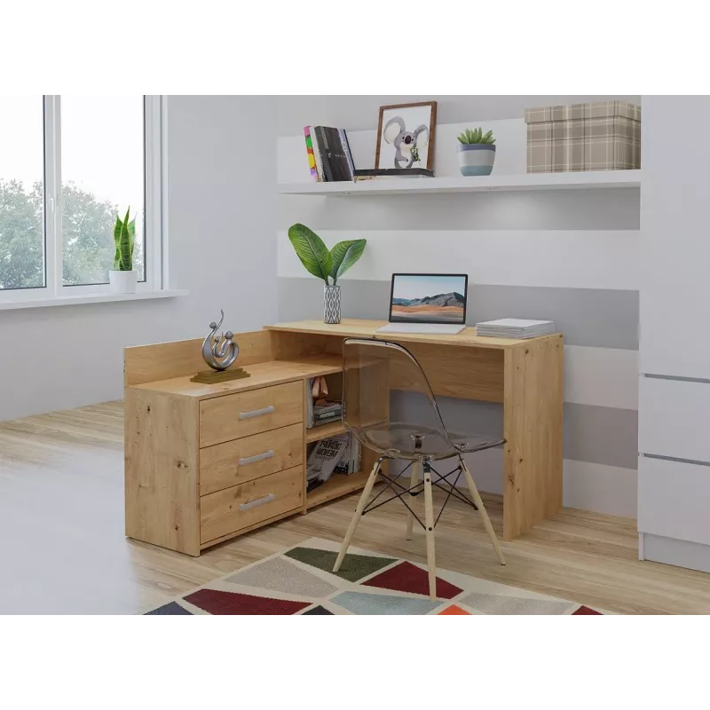 Hoekcomputerbureau Top e Shop DANY ARTISAN KPL, L-vormig, spaanplaat, eikenkleur